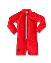 Long sleeve UPF50 + Swimwear for Babies and Kids - Sun safe Swimsuit in Flaming Orange