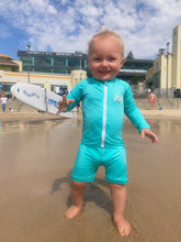 White Logo - One Piece Rashguard Suit - Aqua