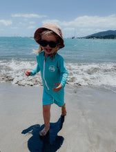 White Logo - One Piece Rashguard Suit - Aqua