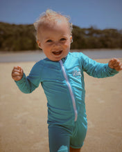 White Logo - One Piece Rashguard Suit - Aqua