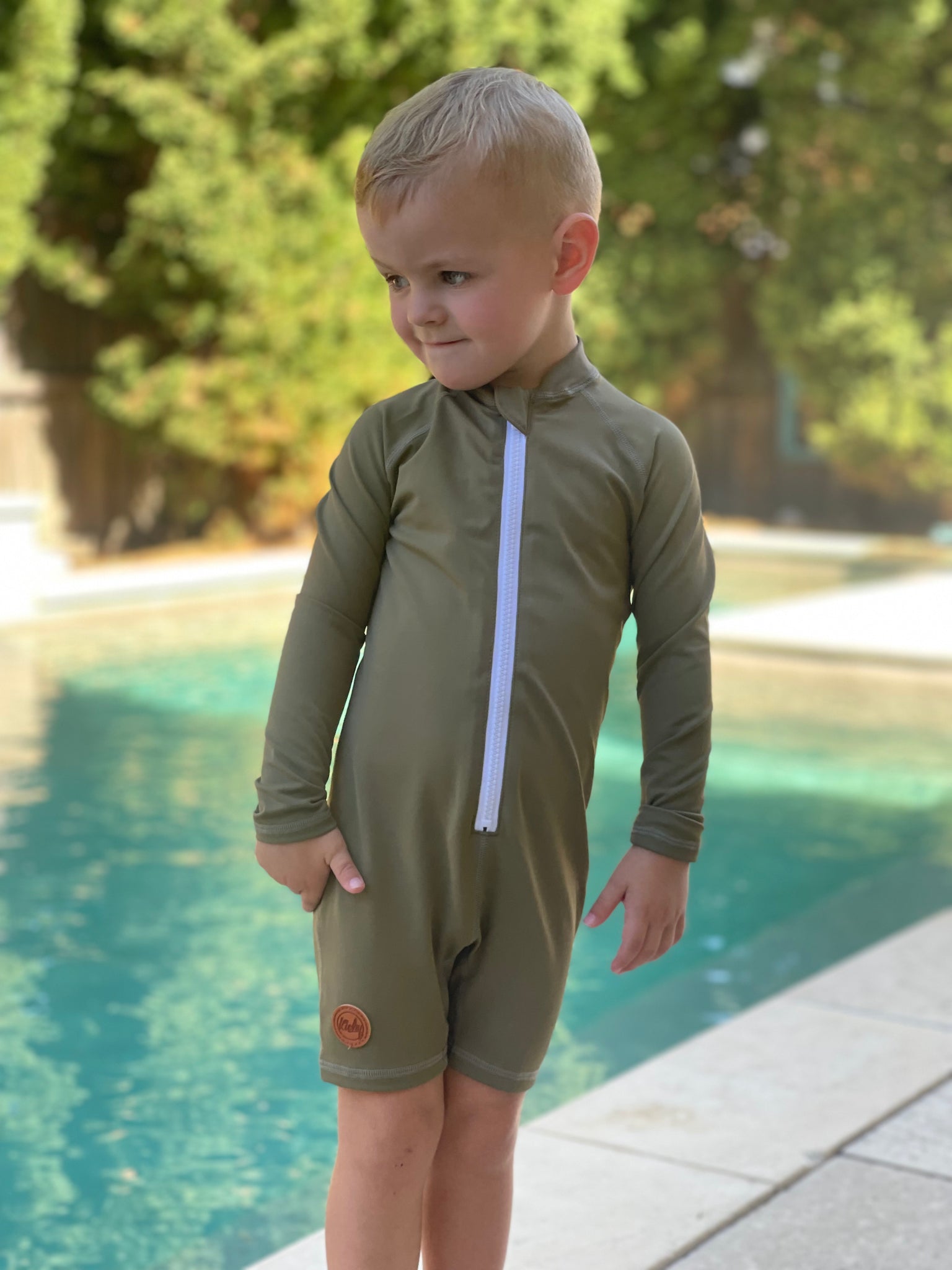 One Piece Rashguard Suit Khaki Olive Kicky Swim